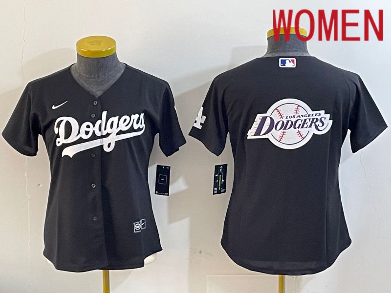 Women Los Angeles Dodgers Blank Black Game 2024 Nike MLB Jersey style 11218->women mlb jersey->Women Jersey